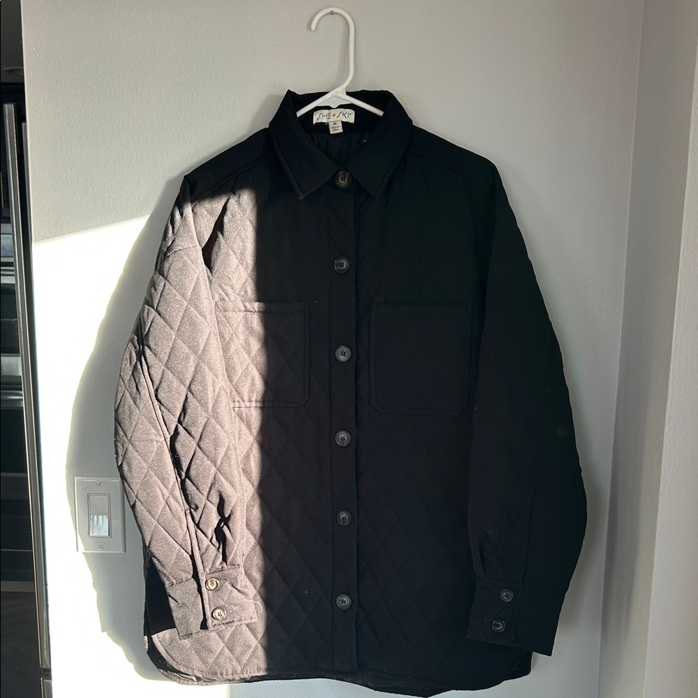 She + Sky Black Quilted Shirt Jacket
